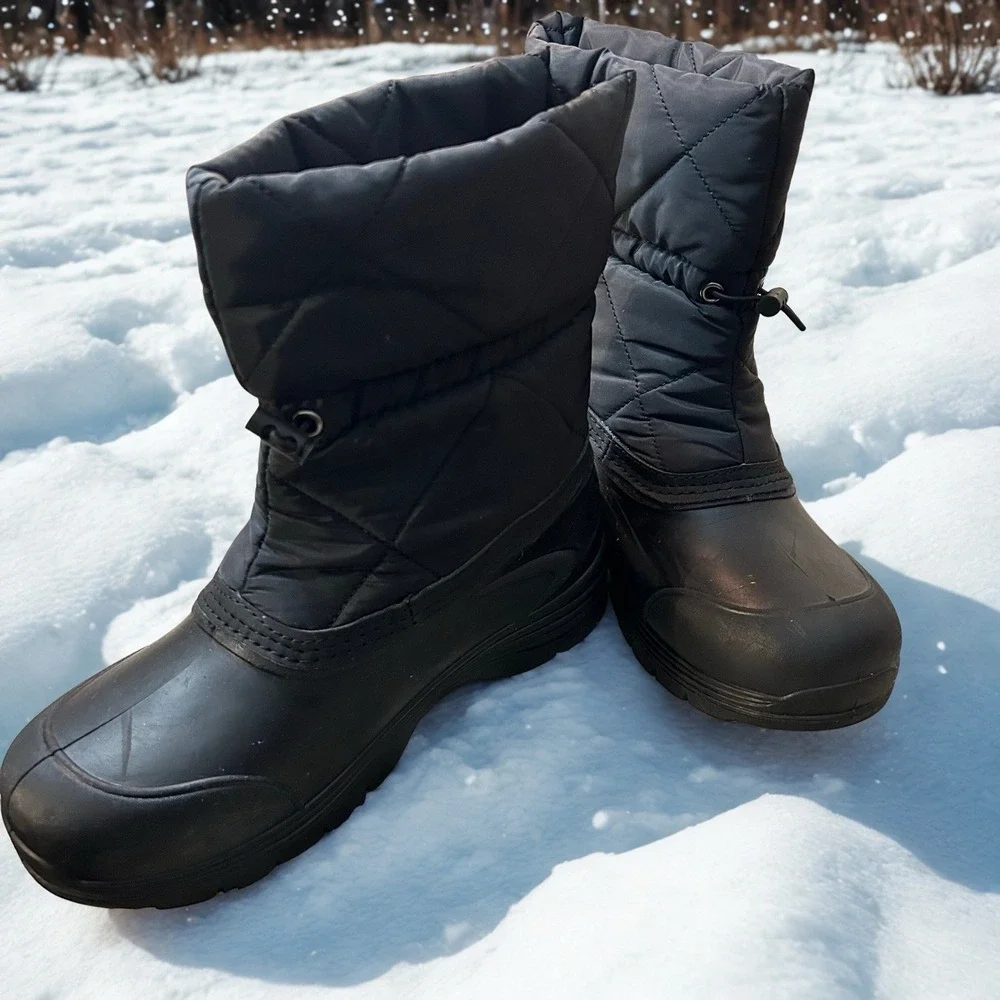 Ozark Trail Mens Black Quilted Nylon Rubber Shell Winter‎ Snow Boots Size 7